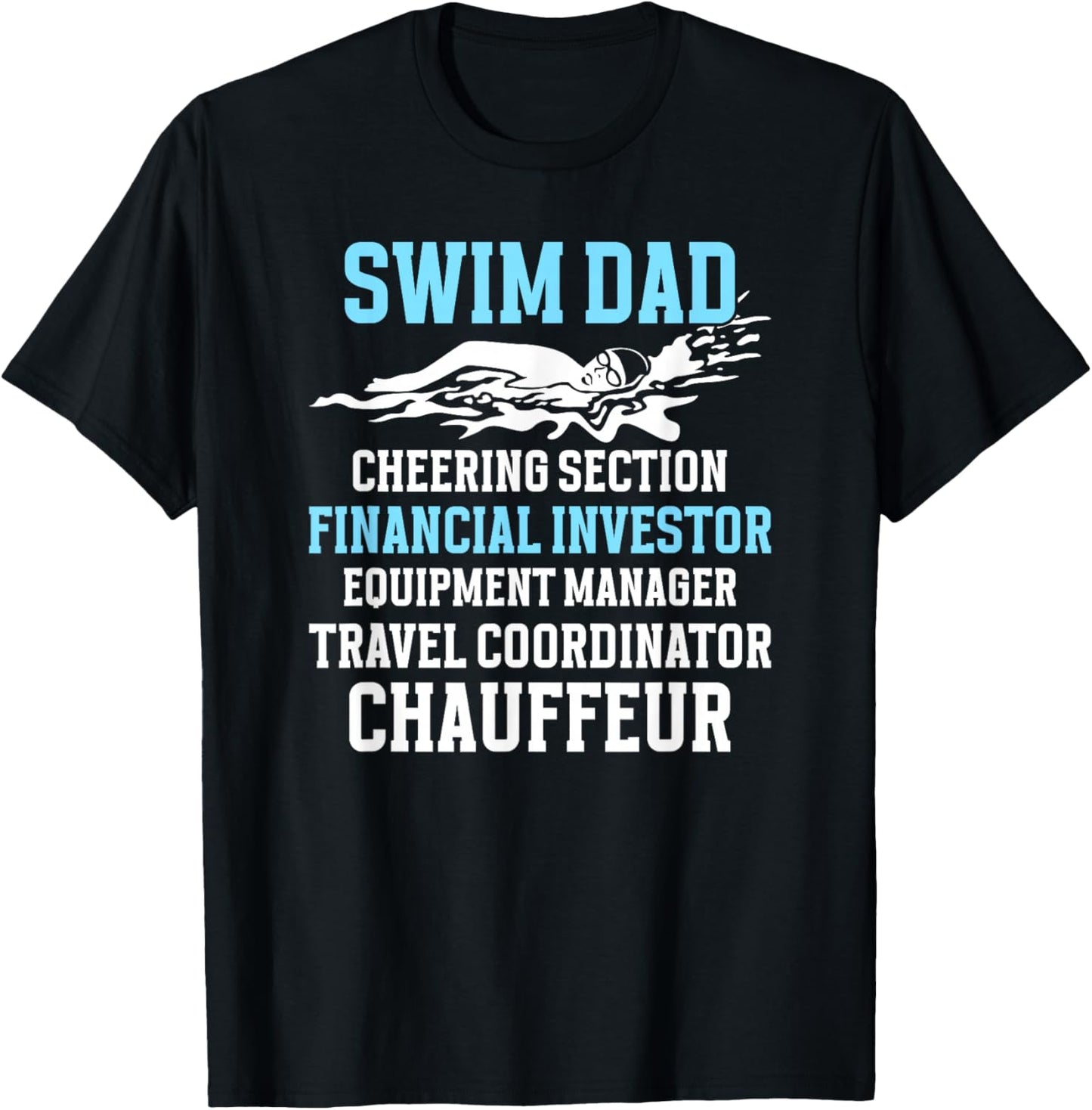 Funny Swim Dad Of A Swimmer Dad For Father's Day Men's Black Cotton Blend Short Sleeve T-Shirt - T-Shirt | Black