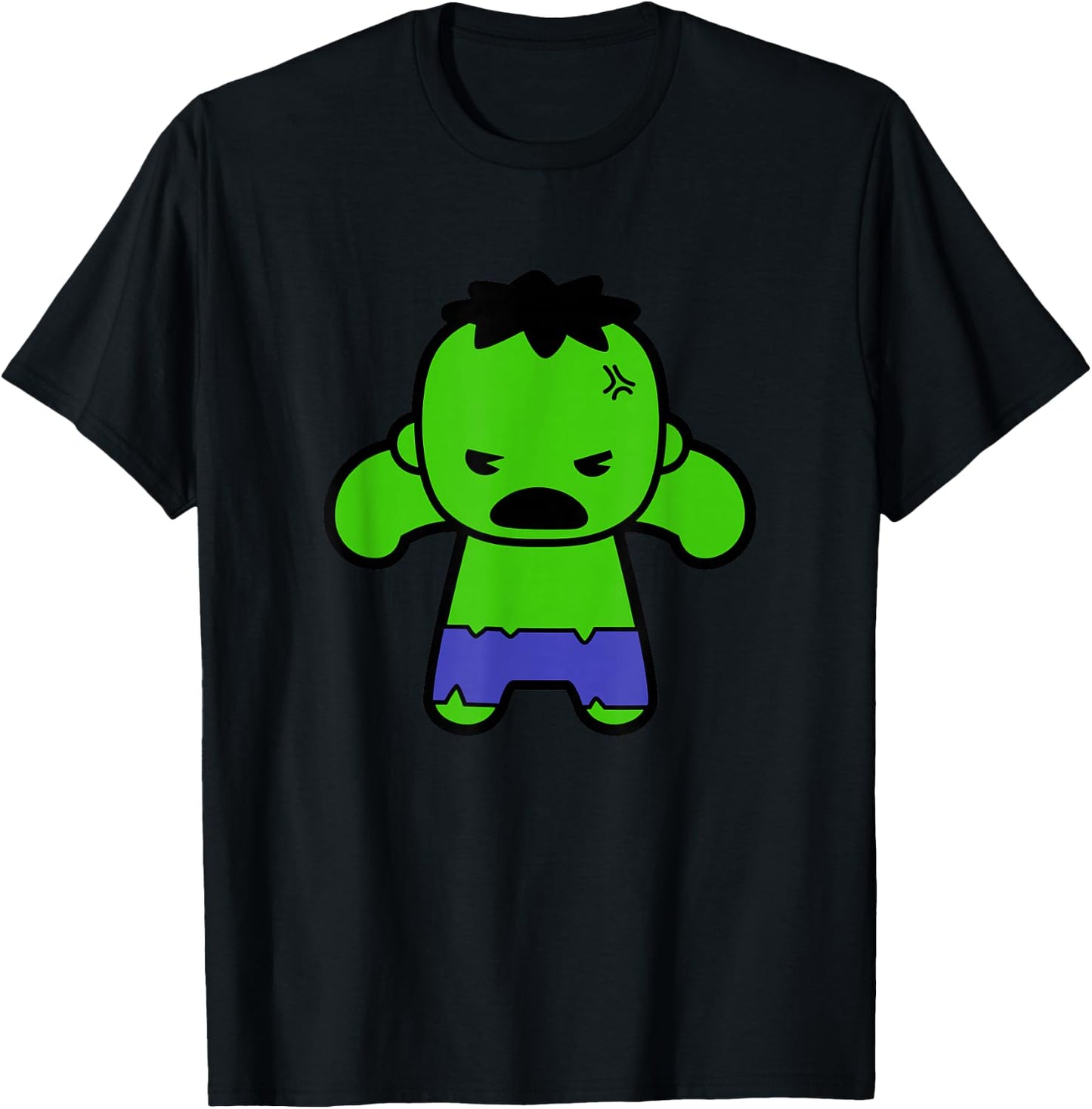 Marvel Kawaii The Incredible Hulk Super Angry Chibi Shot T-Shirt - T-Shirt | Black