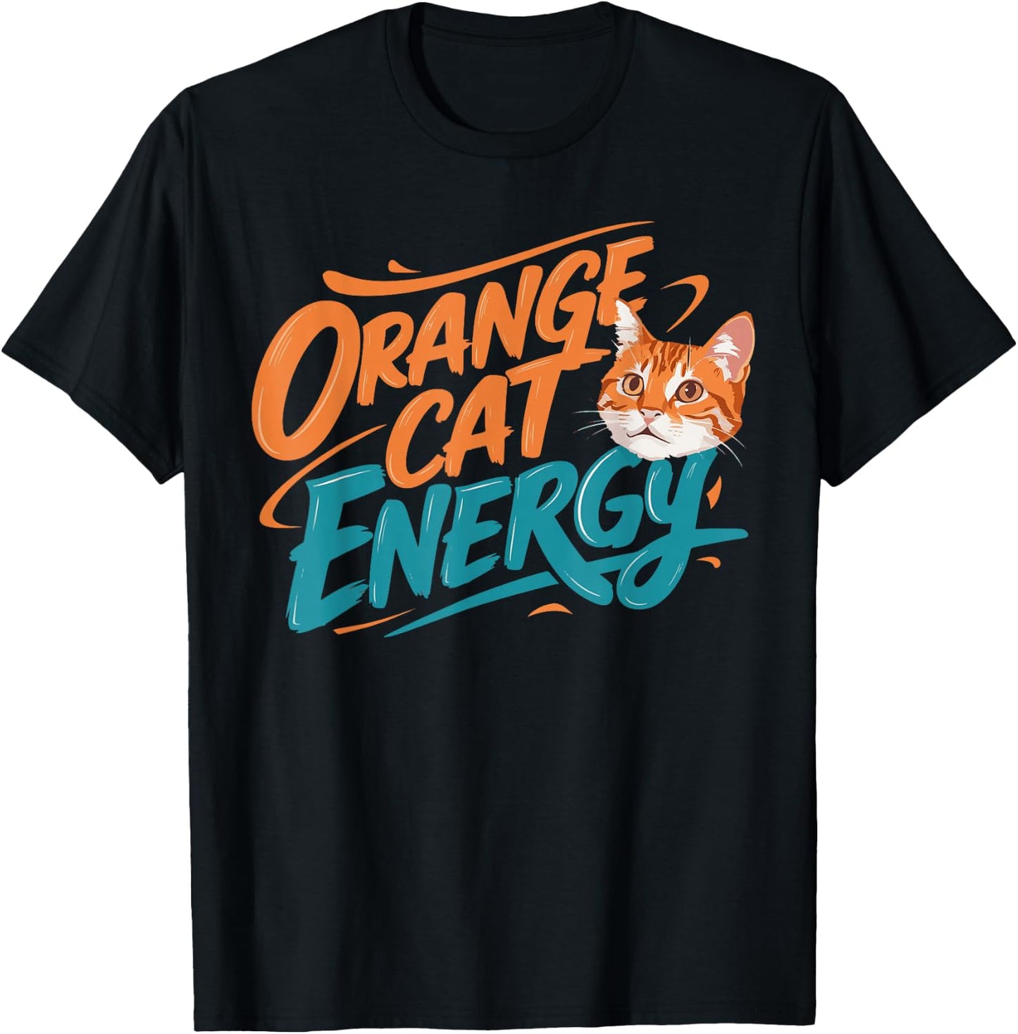 Orange Cat Energy T-Shirt - T-Shirt | Black
