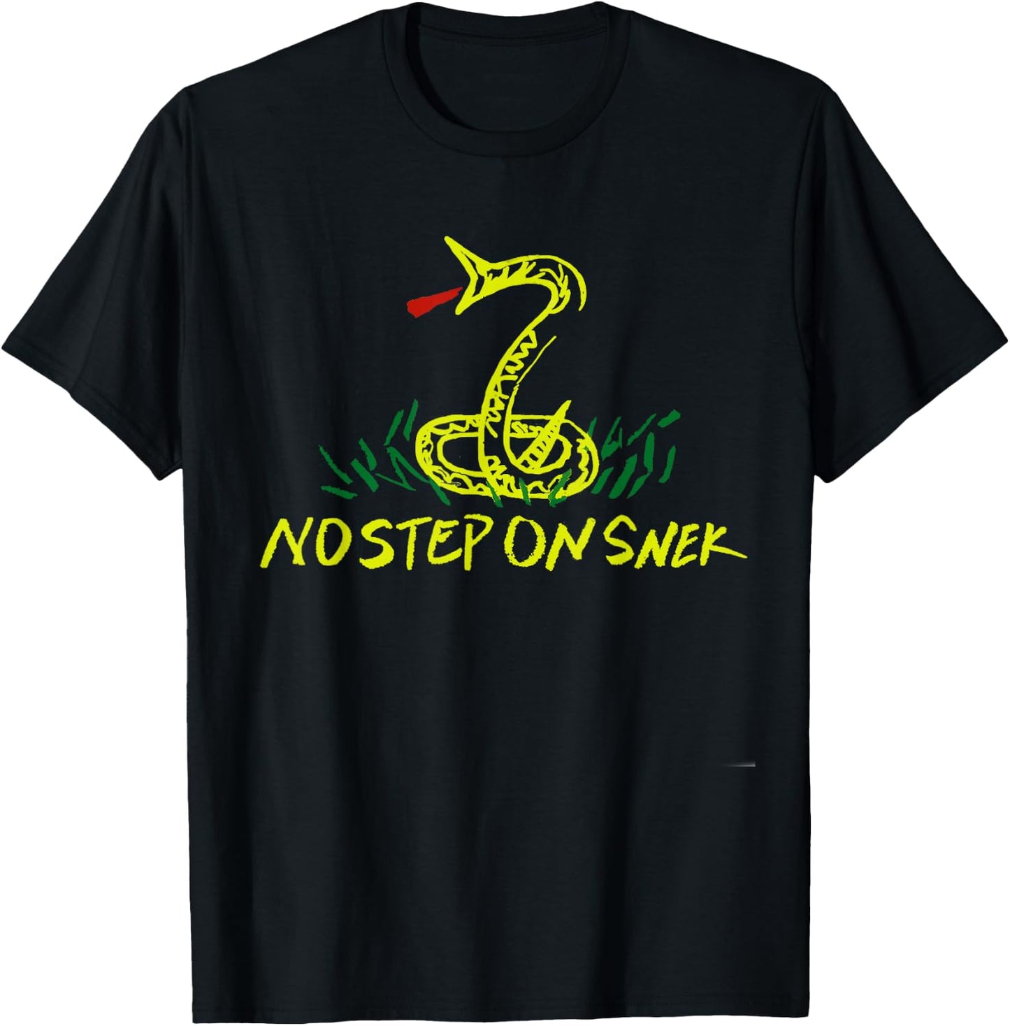 Funny Patriotic No Step On Snek Hand Drawn Gadsden Flag T-Shirt - T-Shirt | Black