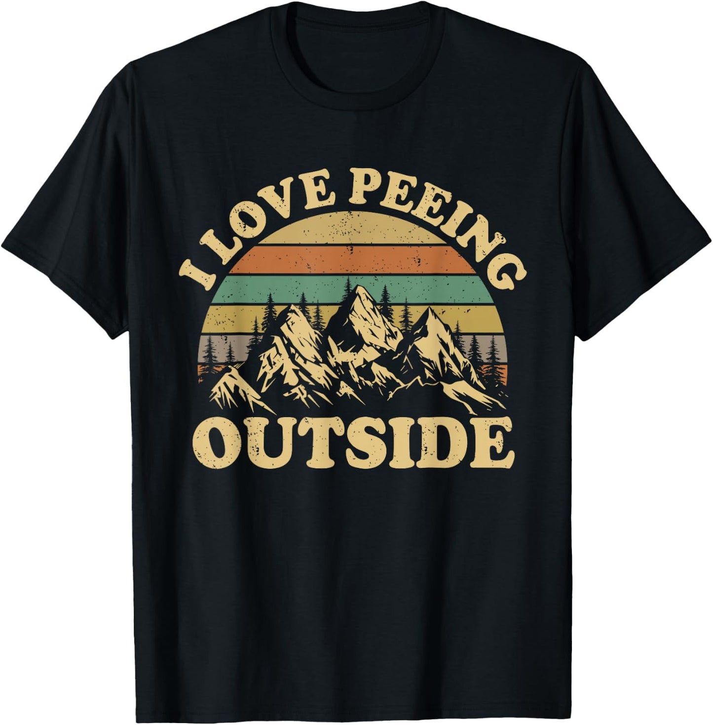 Retro I Love Peeing Outside Camping Hiking Camper Men Women T-Shirt - T-Shirt | Black