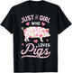 Pig Just a Girl Who Loves Pigs Women Farmer Farm Flower T-Shirt - T-Shirt | Black