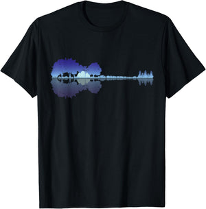 Guitar Lake Shadow Music Lovers Rock Guitar Musician T-Shirt - T-Shirt | Black