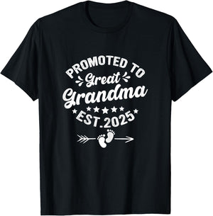 SOMMAS PREGNANCY ANNOUNCEMENT Promoted to Great Grandma 2025, Soon to Be Great Grandmother , Female X-Small, Black T-Shirt - T-Shirt | Black