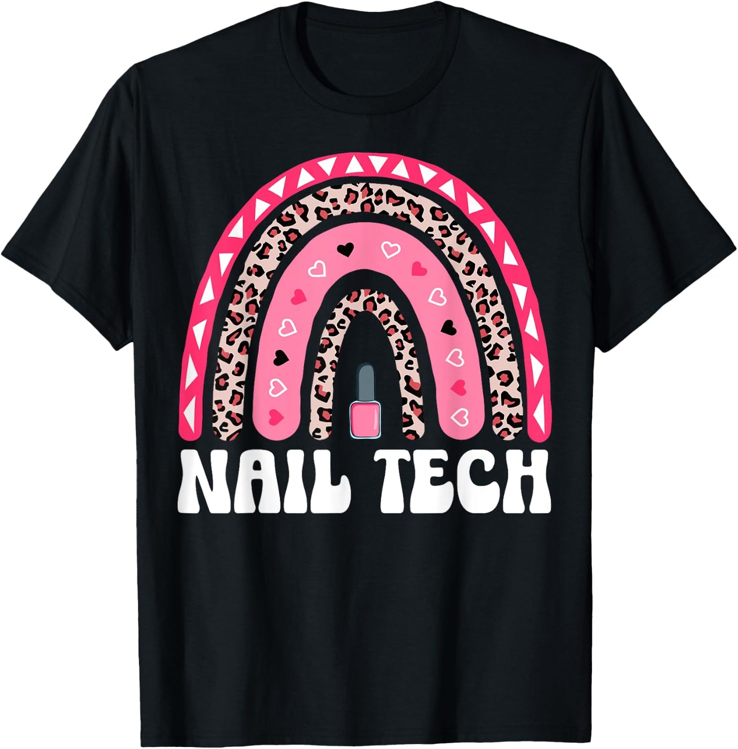 Boho Rainbow Nail Tech Nail Polish Manicurist Nail Artist T-Shirt - T-Shirt | Black