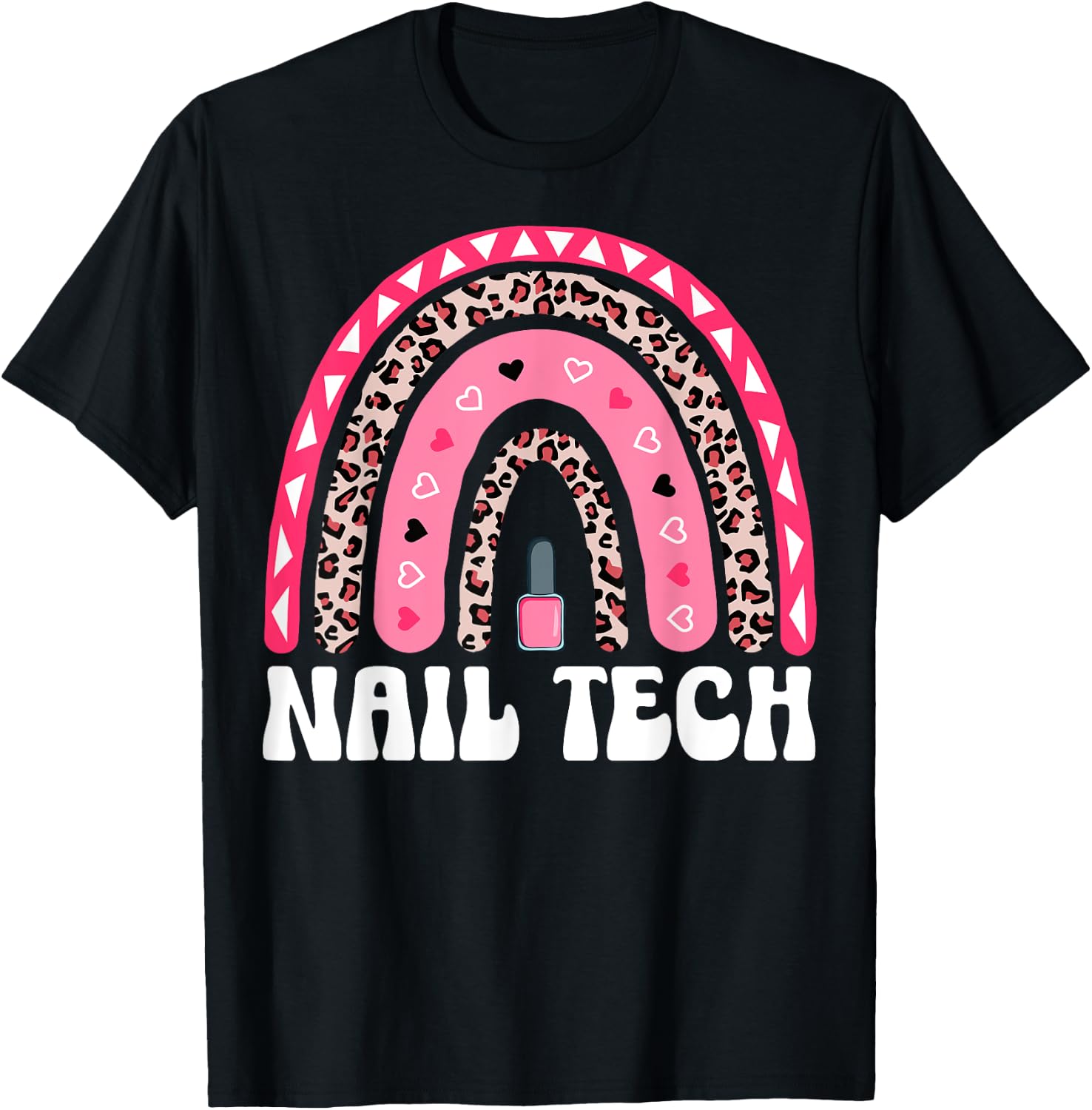 Boho Rainbow Nail Tech Nail Polish Manicurist Nail Artist T-Shirt - T-Shirt | Black