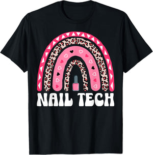 Boho Rainbow Nail Tech Nail Polish Manicurist Nail Artist T-Shirt - T-Shirt | Black