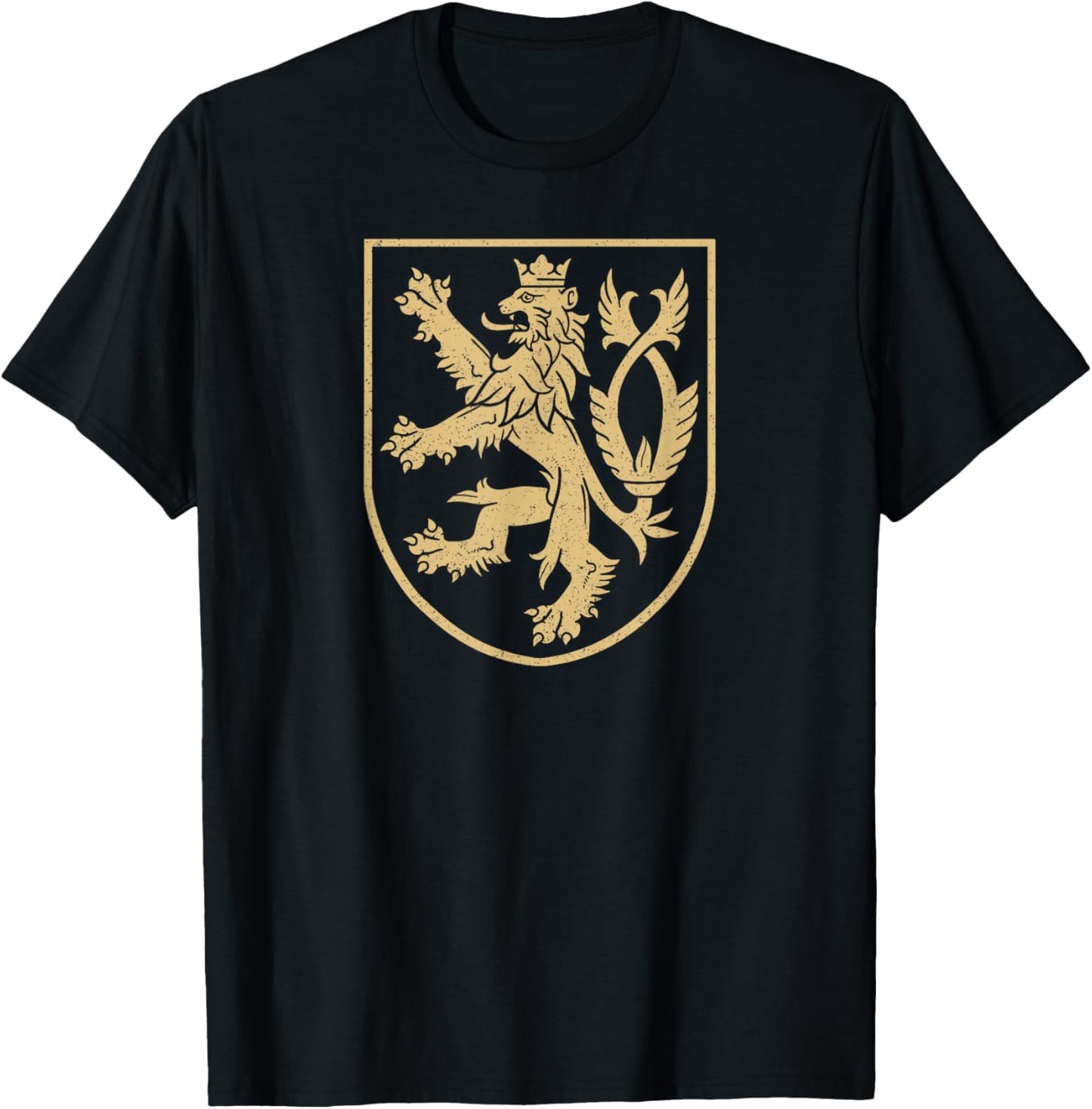 Czech Republic Lion Symbol Czechia Coat of Arms Flag Shield T-Shirt - T-Shirt | Black