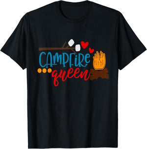 Campfire Queen Mom Wife Camping Shirt Camp S'Mores Bonfire T-Shirt - T-Shirt | Black