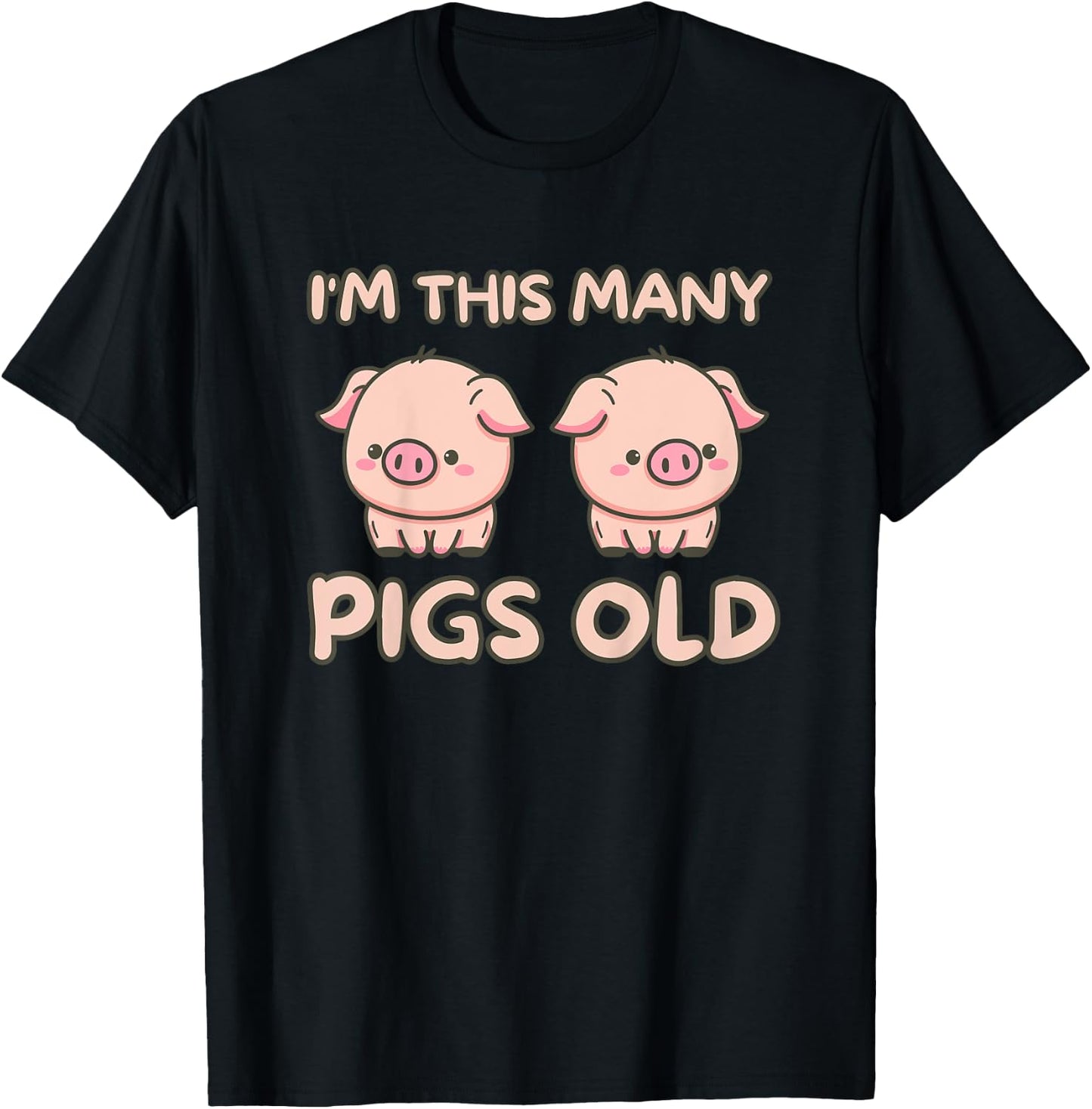 I'm This Many Pigs Old - 2nd Birthday Pig 2 Years Old Bday T-Shirt - T-Shirt | Black