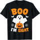 Boo I’m Eight Halloween Groovy Spooky Kids 8th Birthday T-Shirt - T-Shirt | Black