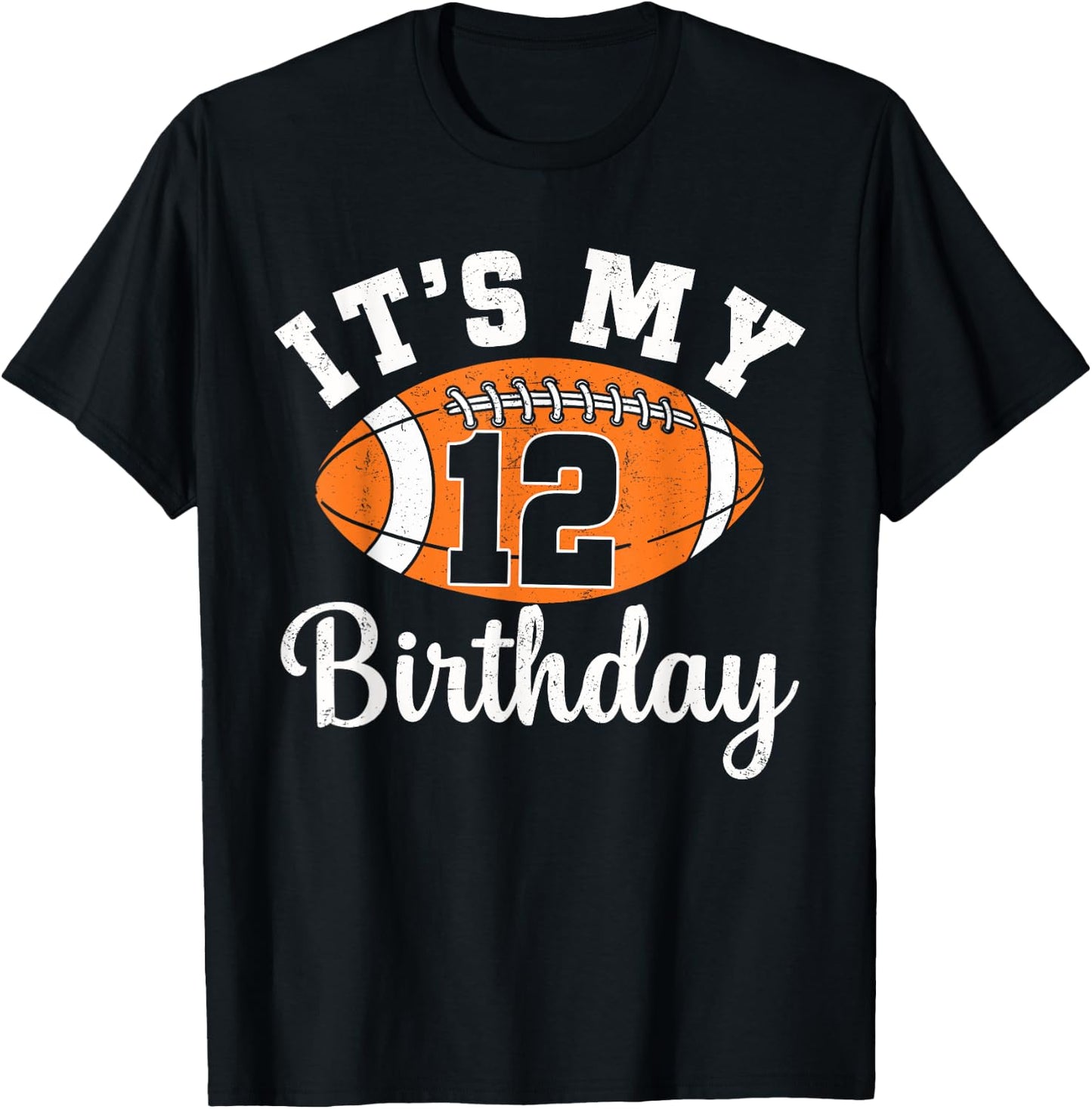 It's My 12th Birthday Football 12 Year Old Football Player T-Shirt - T-Shirt | Black