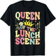 Queen Of The Lunch Scene Groovy Cafeteria Worker Lunch Lady T-Shirt - T-Shirt | Black