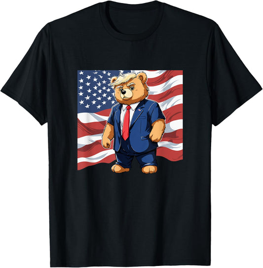 Trump Teddy Bear USA Flag Patriot Supporter T-Shirt - T-Shirt | Black