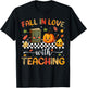 Fall In Love With Teaching Pumpkin Autumn Fall Teacher T-Shirt - T-Shirt | Black