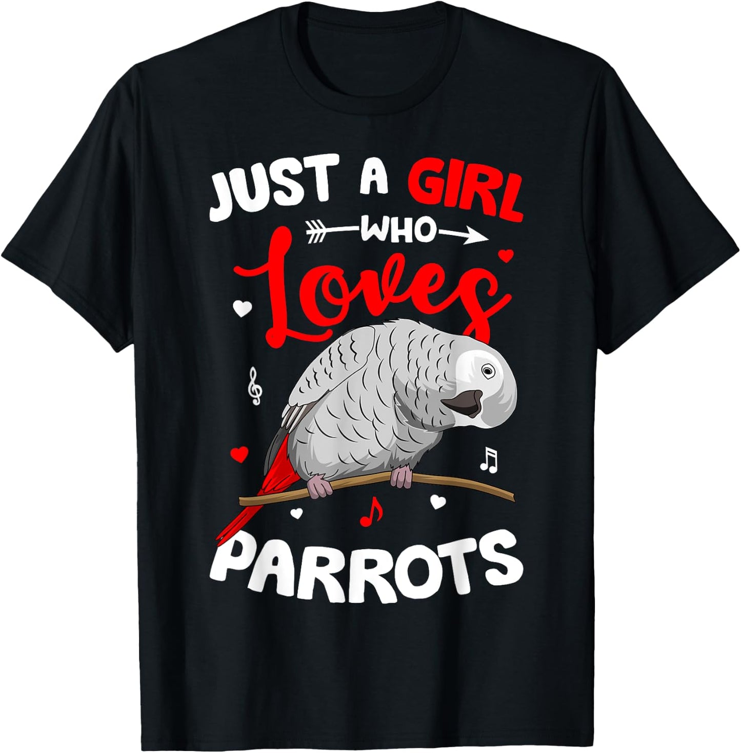 Just A Girl Who Loves African Greys African Grey Parrot T-Shirt - T-Shirt | Black