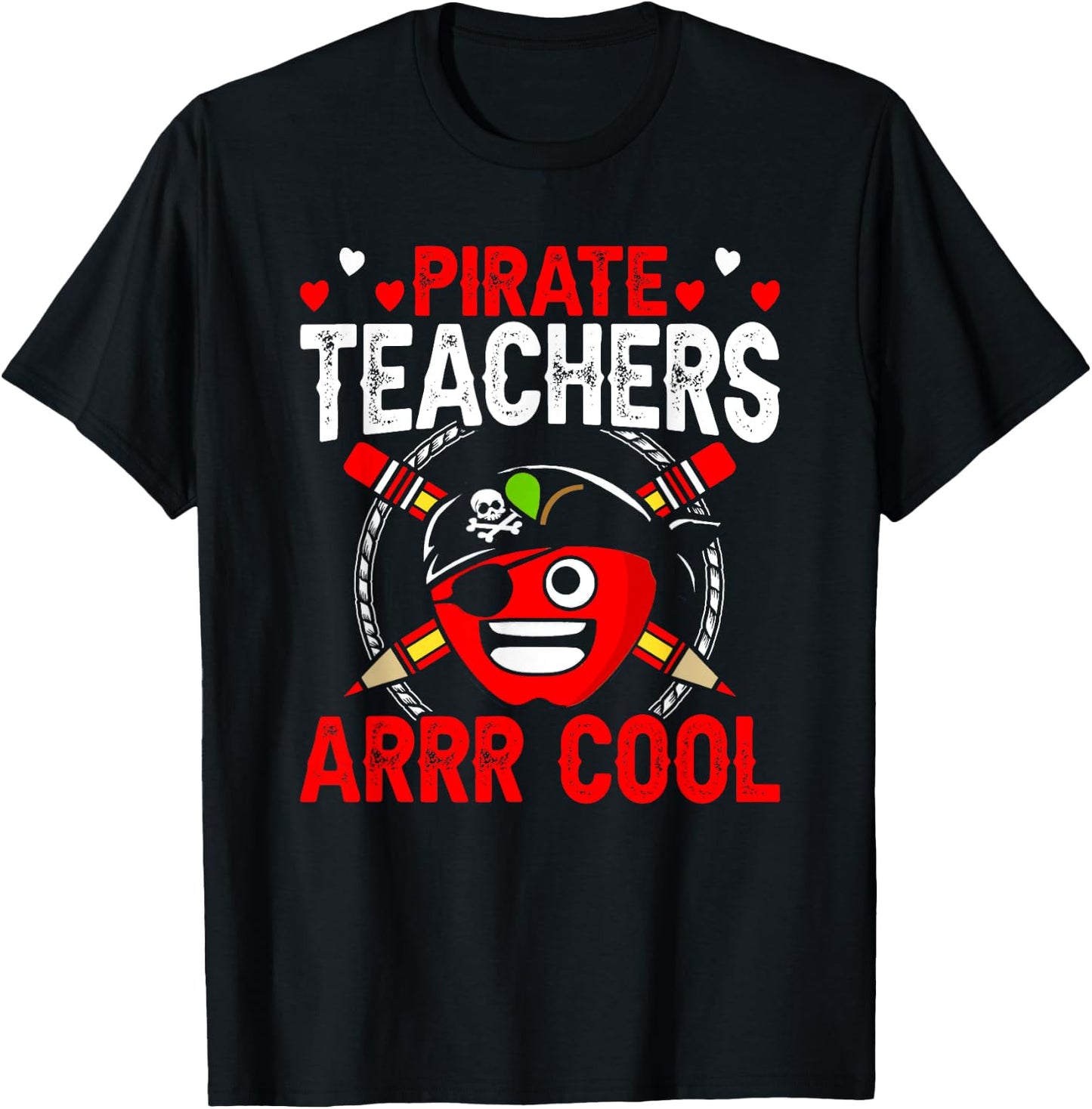Pirate Teachers Arrr Cool Fun Teacher Pirate Apple Gift Women T-Shirt - T-Shirt | Black