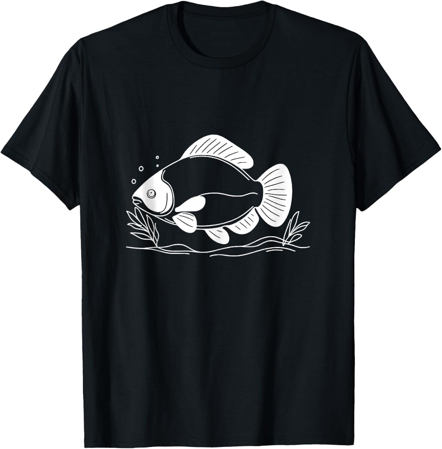 Black Pacu Line Art Fish Lover T-Shirt - T-Shirt | Black