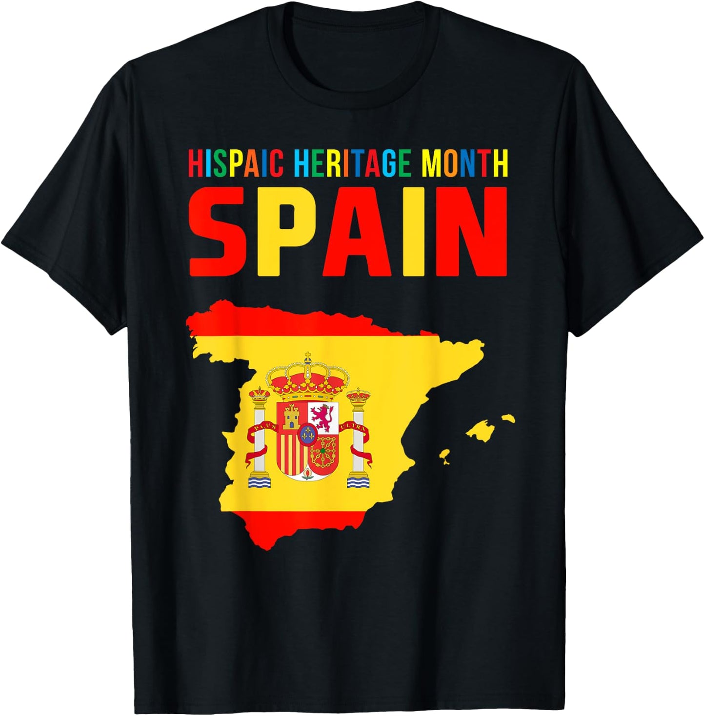 Hispanic Heritage Month Spain Flag Spanish Roots Proud T-Shirt - T-Shirt | Black