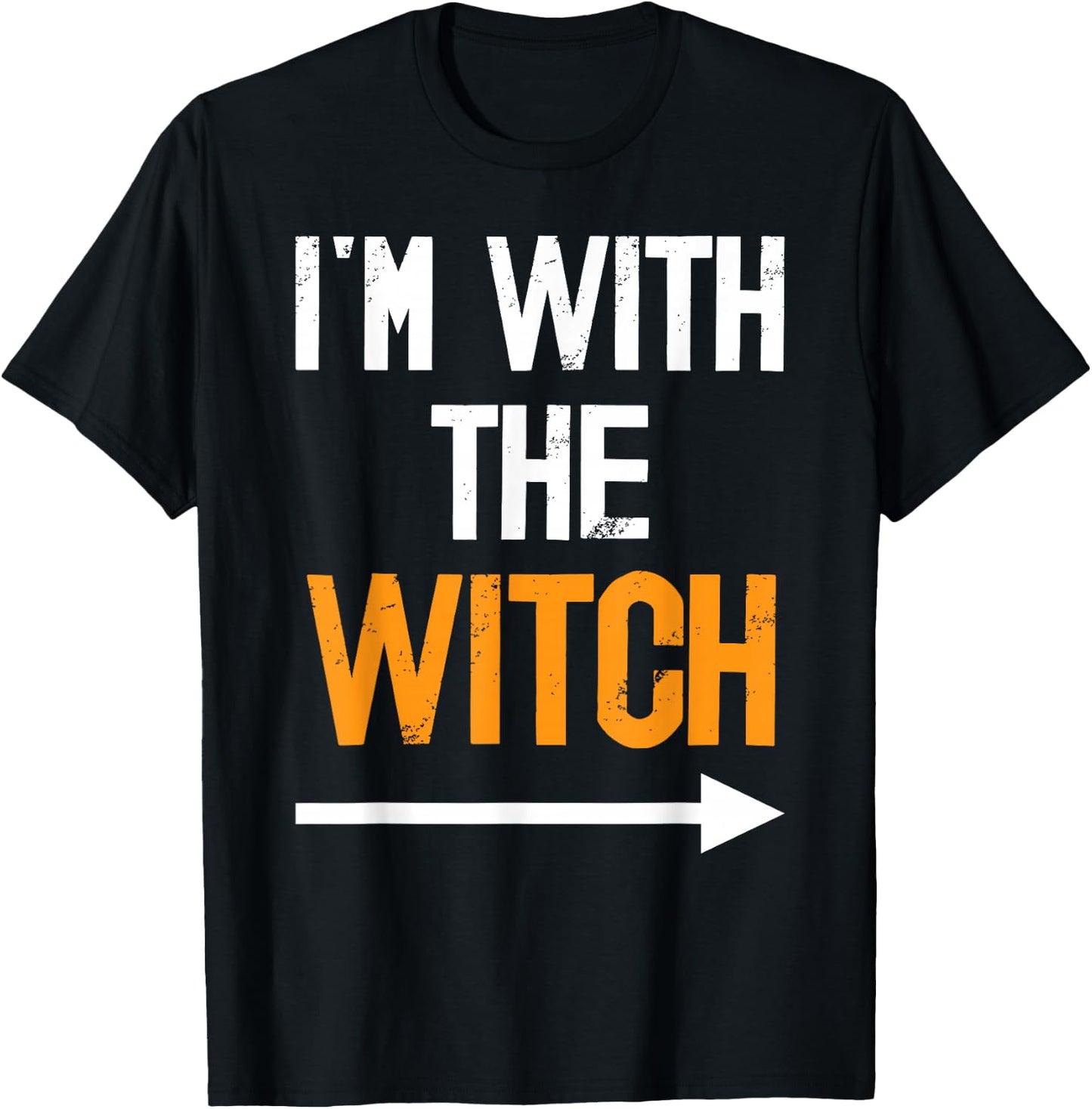 I’m With The Witch Halloween Couples Costume Autumn Party T-Shirt - T-Shirt | Black