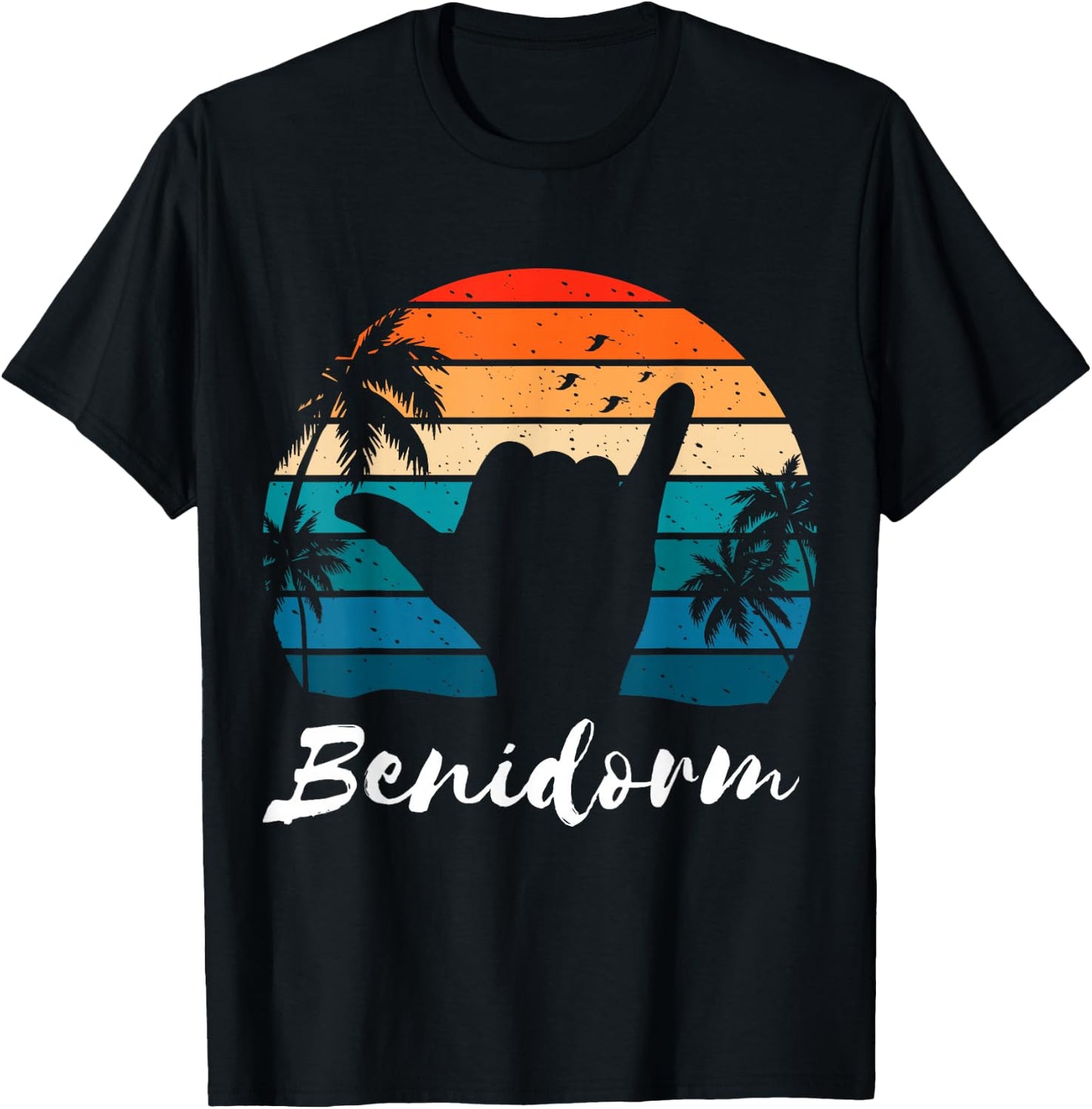 Benidorm Vintage Sunset Spain T-Shirt - T-Shirt | Black
