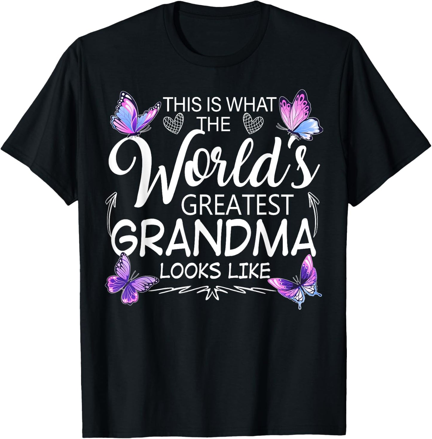 This Is What World's Greatest Grandma Looks Like Butterflies T-Shirt - T-Shirt | Black