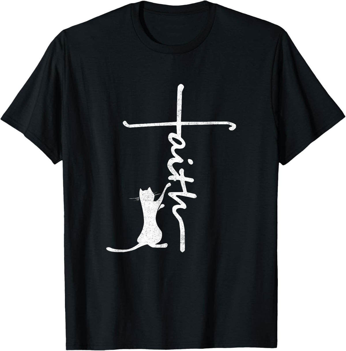 Funny cat shirts - Faith Cross Quotes Christian T-Shirt - T-Shirt | Black