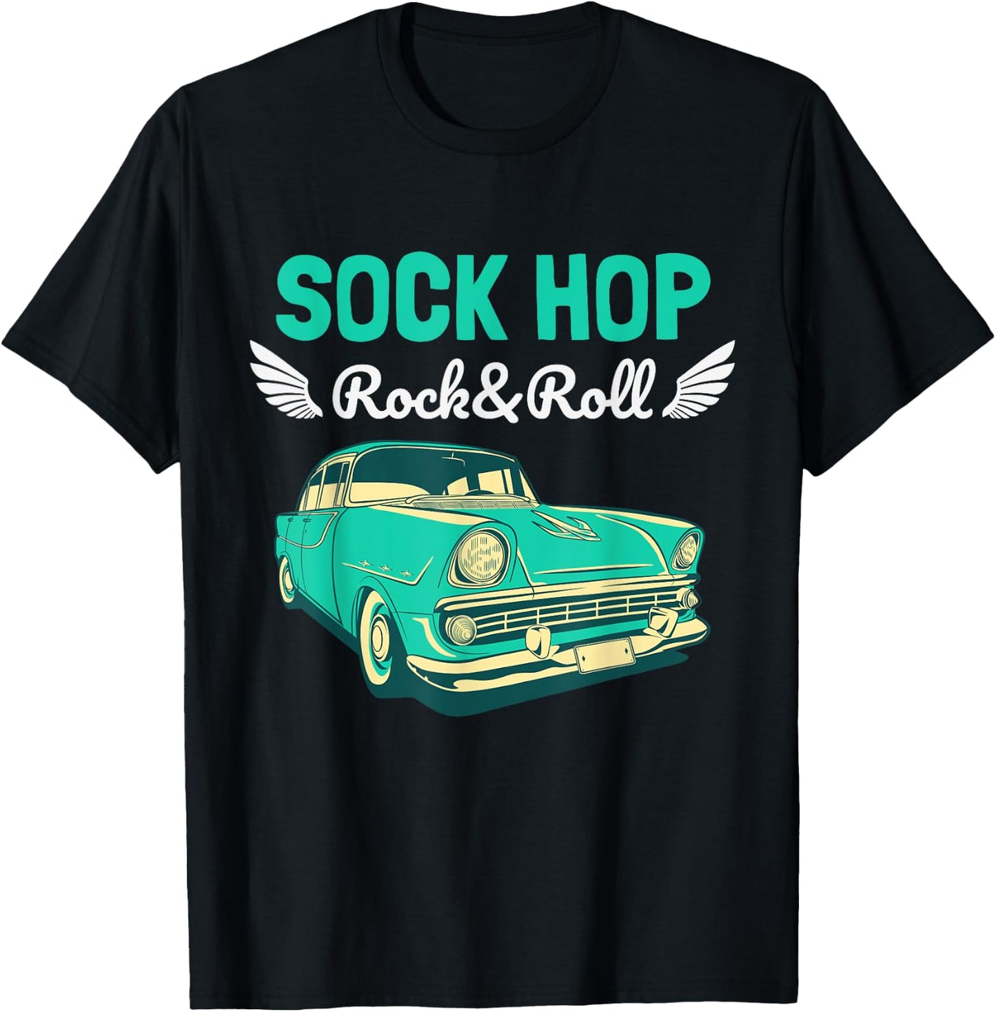 Sock Hop Rock And Roll Dance Retro 1950s Party Doo Wop Pink T-Shirt - T-Shirt | Black