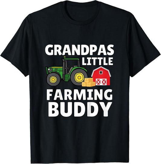 Kids Grandpas Little Farming Buddy Cute Kids Fishing T-Shirt - T-Shirt | Black