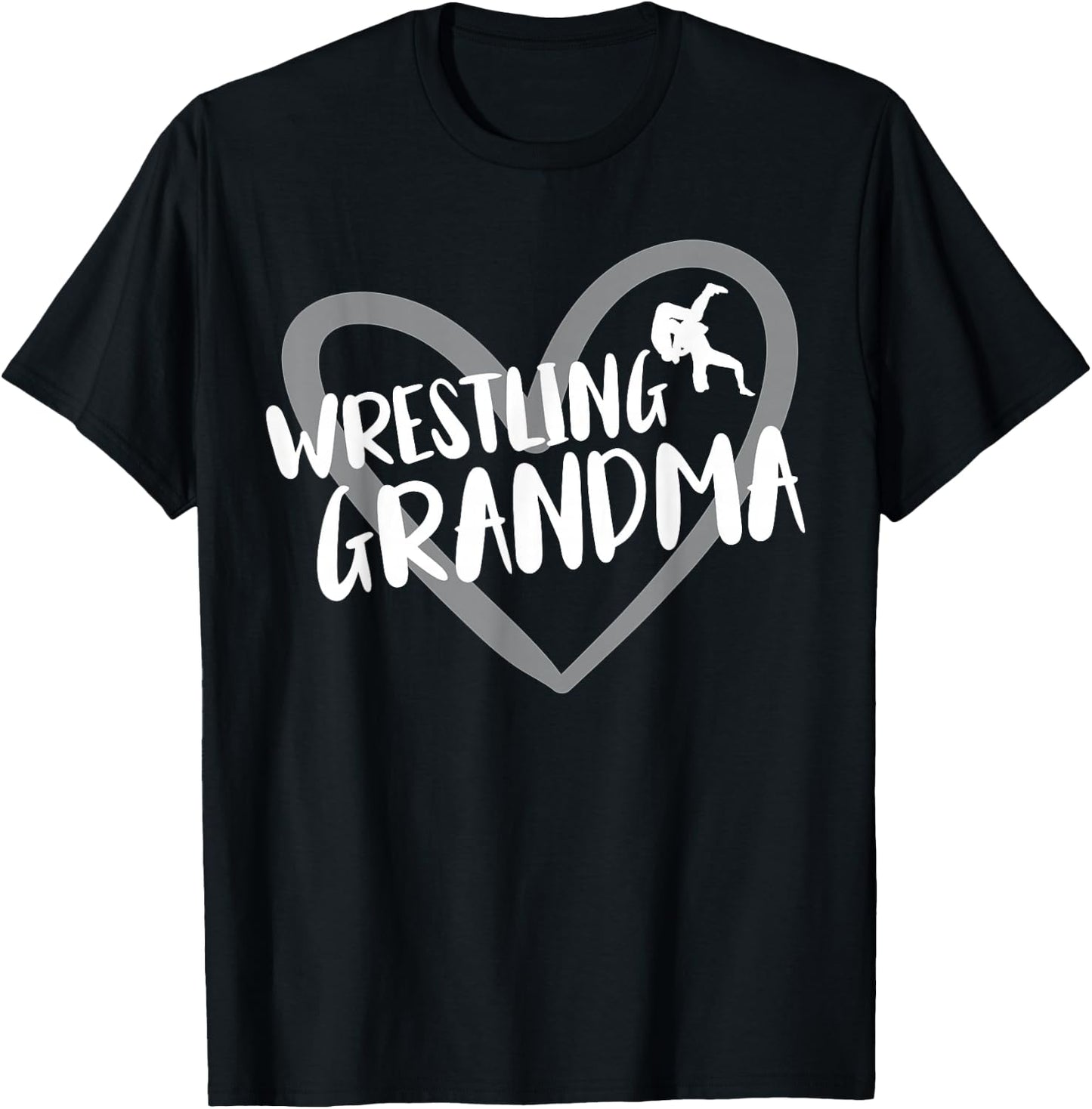 Wrestling Grandma Heart Funny Wrestler T-Shirt - T-Shirt | Black