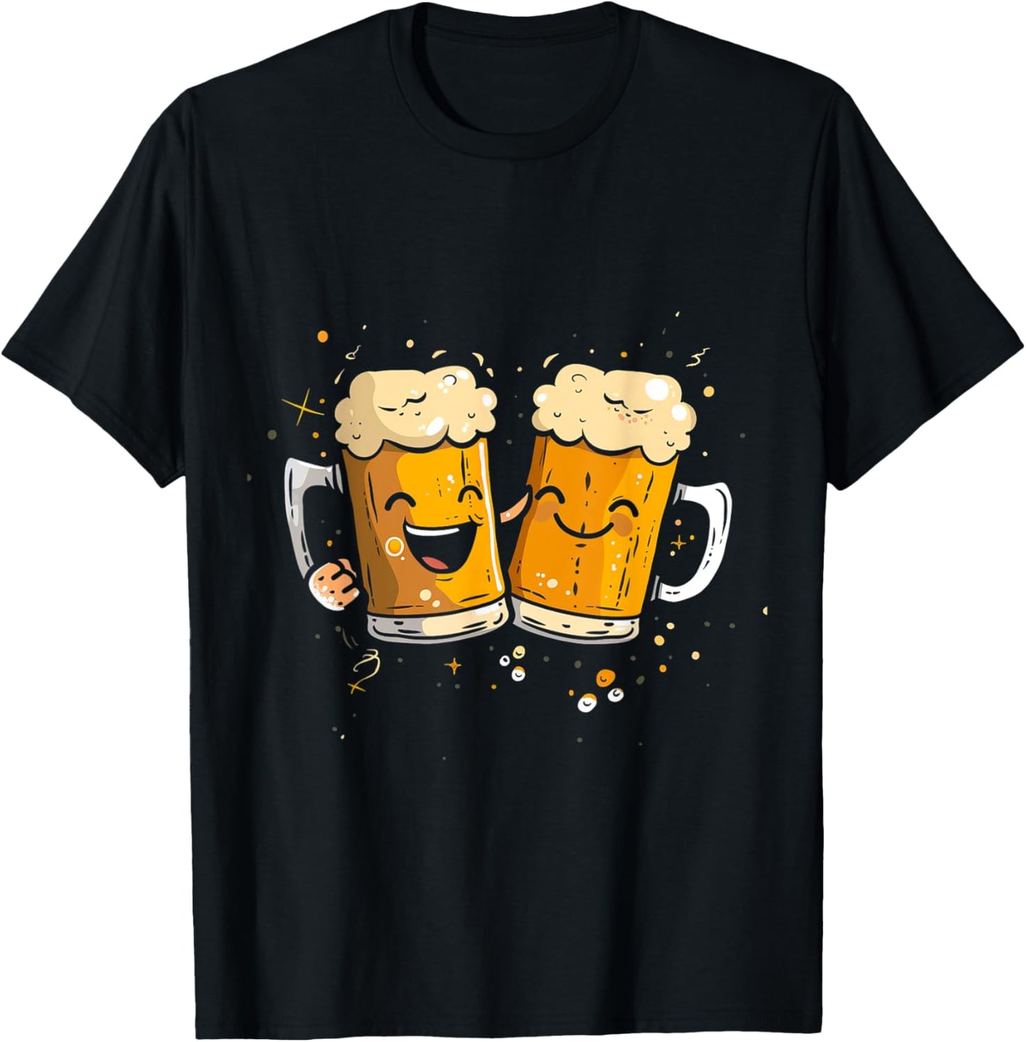 Cartoon Beer Mugs Clinking T-Shirt - T-Shirt | Black