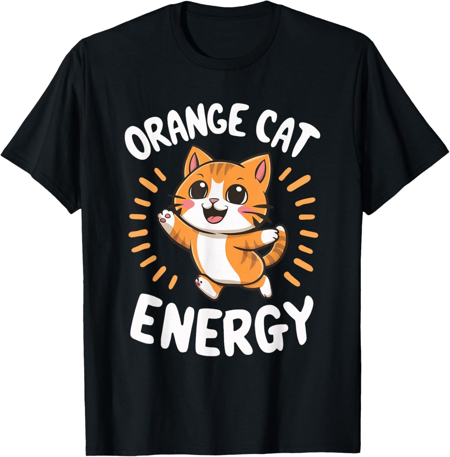 Orange Cat Energy T-Shirt - T-Shirt | Black