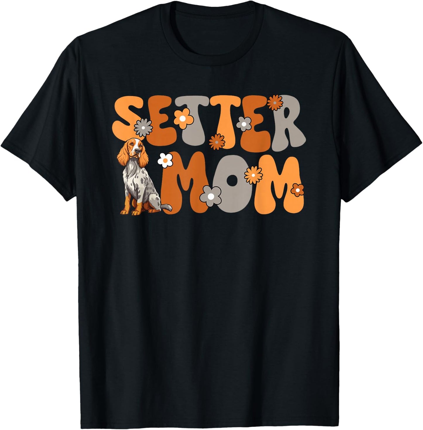 English Setter Groovy World's Best Setter Mom T-Shirt - T-Shirt | Black