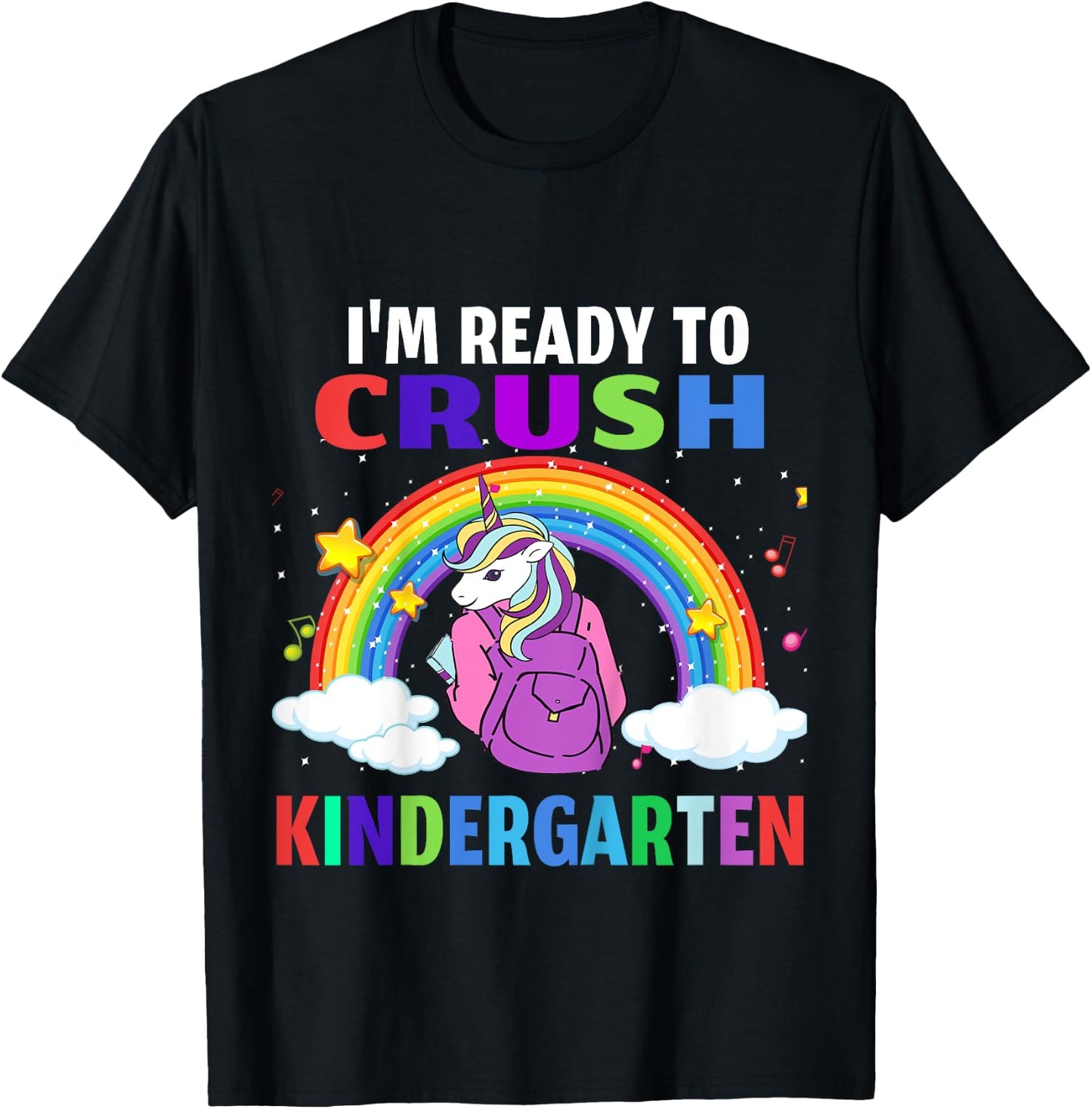 Kids Kids I'm Ready To Crush Kindergarten Unicorn Back to School T-Shirt - T-Shirt | Black