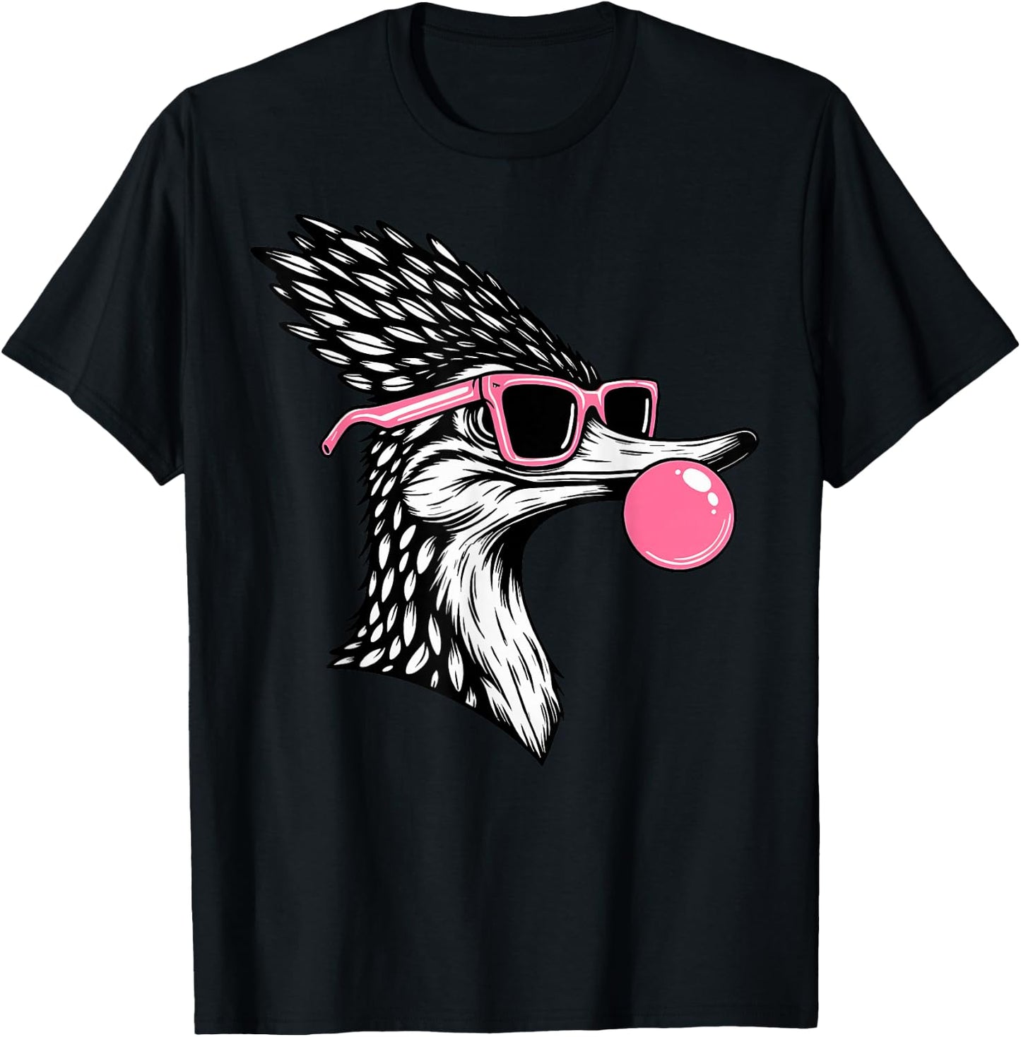 Roadrunner Blowing Bubble Gum Bird Watcher Nature Lover T-Shirt - T-Shirt | Black