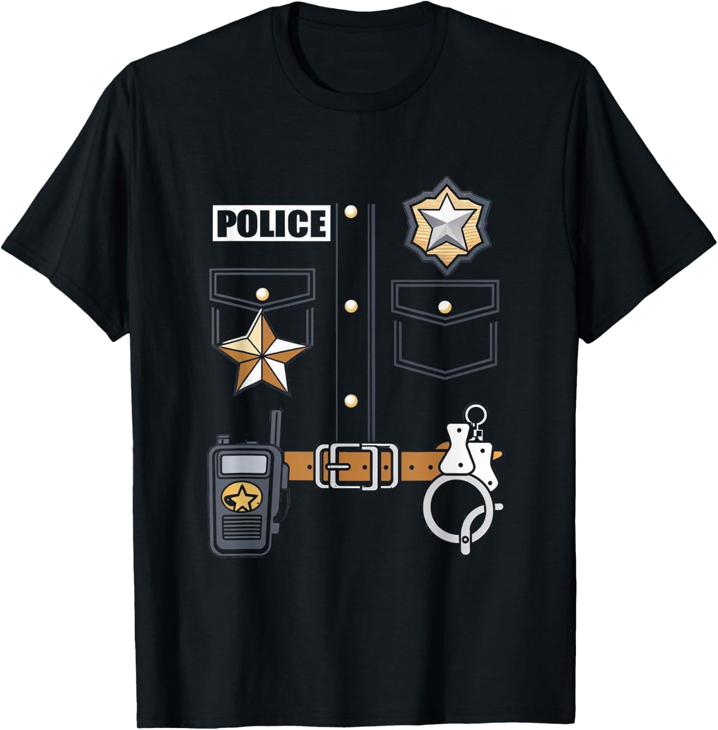 Police Officer Badge Star Uniform Police Cops T-Shirt - T-Shirt | Black