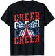Cheerleader 4th of July Bow Patriotic Cheer USA Bow T-Shirt - T-Shirt | Black