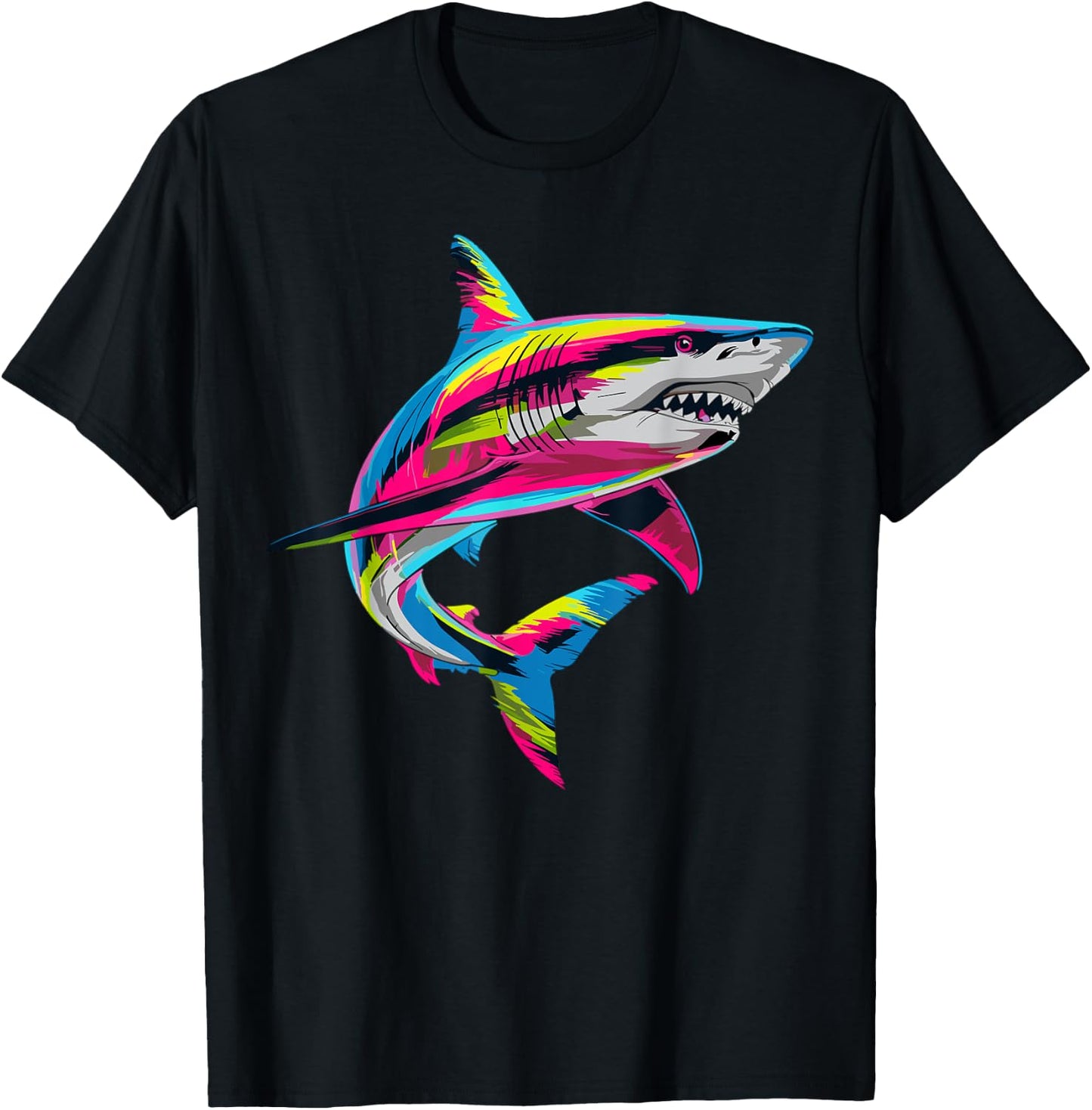 Shark Animal Biology Sea Colorful Shark Lover T-Shirt - T-Shirt | Black
