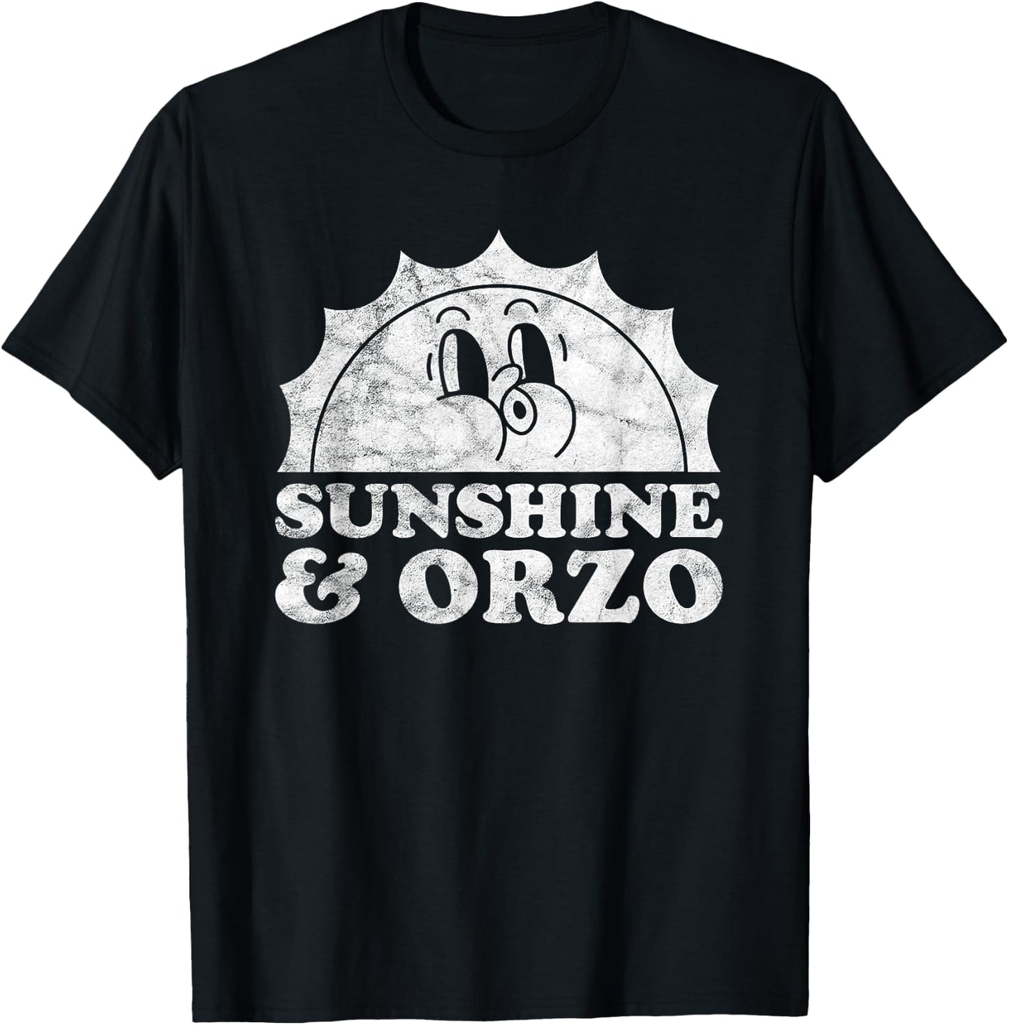 Sunshine and Orzo Retro Vintage Sun Pasta Women Kids T-Shirt - T-Shirt | Black