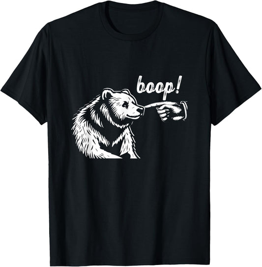 Boop Bear Funny Hand Touch Bear Nose Wildlife Animal Meme T-Shirt - T-Shirt | Black