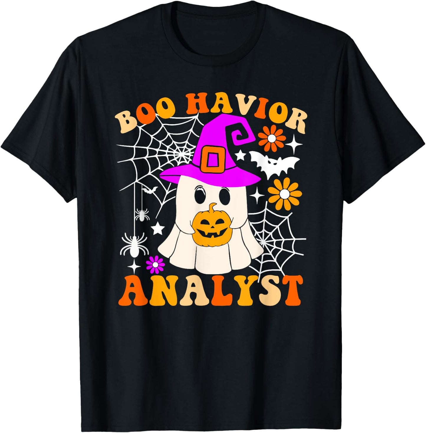 Boo Havior Analyst Funny Ghost Halloween Behavior Therapist T-Shirt - T-Shirt | Black
