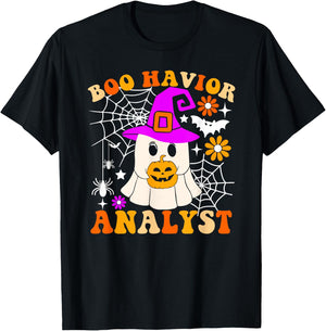 Boo Havior Analyst Funny Ghost Halloween Behavior Therapist T-Shirt - T-Shirt | Black