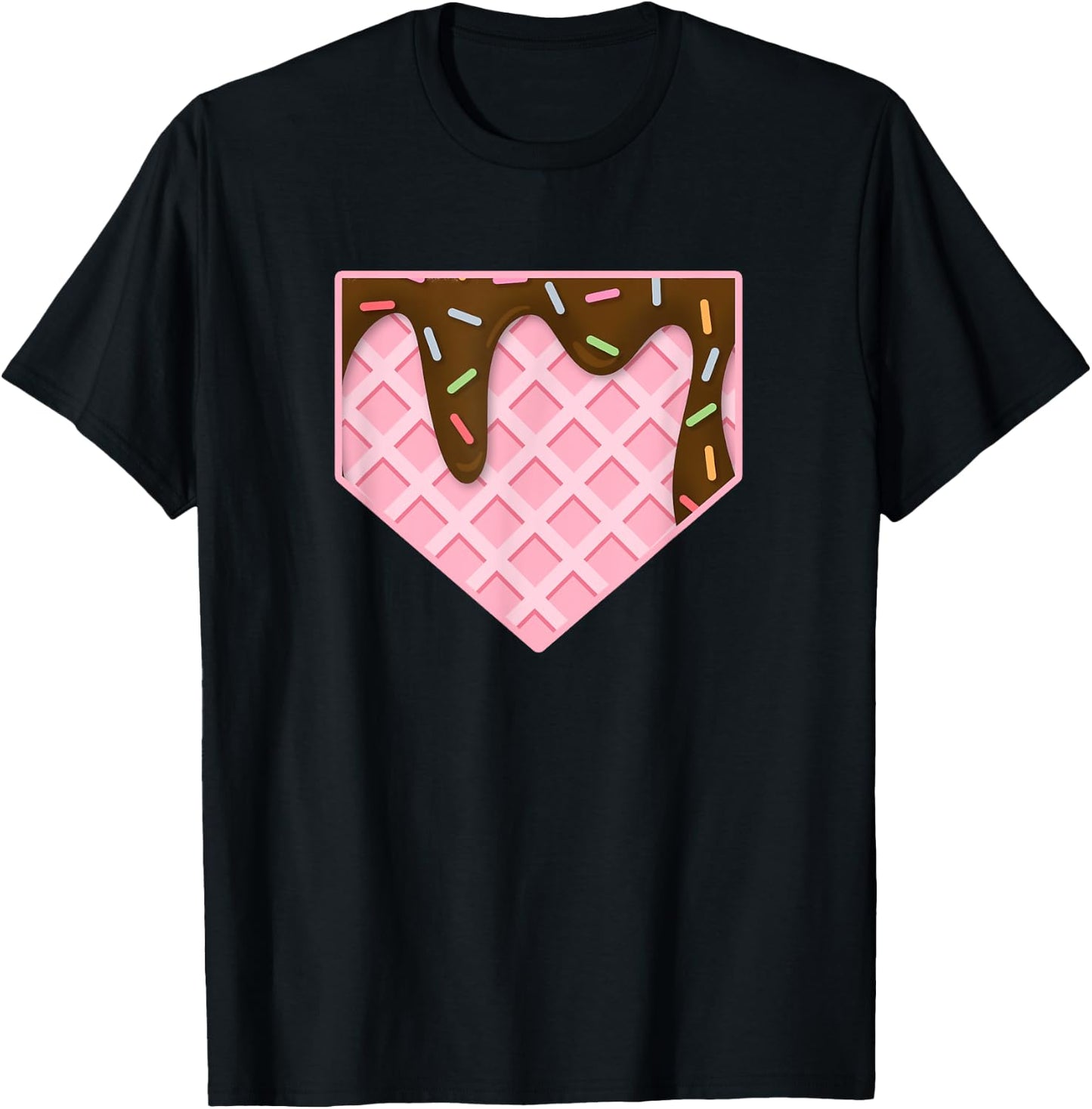Home Plate Drip Ice Cream Sprinkles Softball Baseball Fans Men Women Girls Kids T-Shirt - T-Shirt | Black