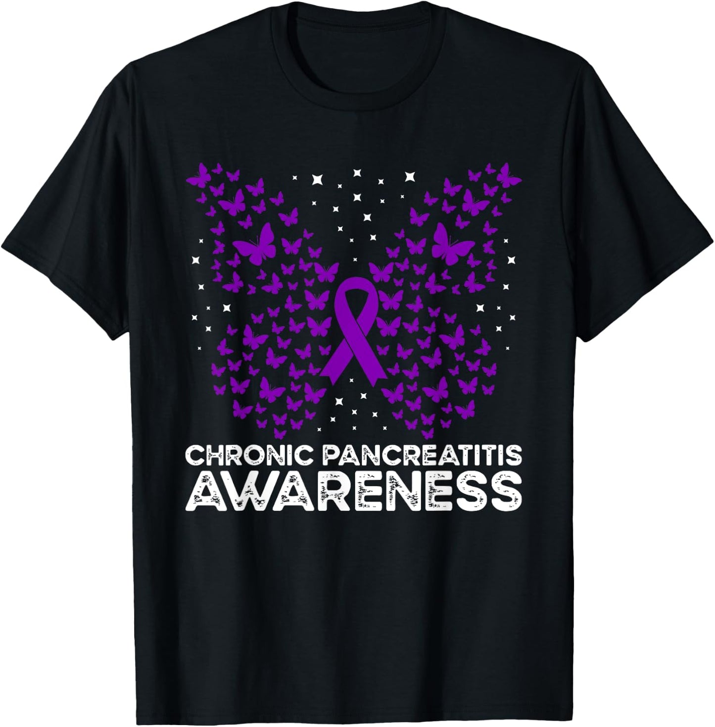 Pancreatitis Awareness Chronic Pancreatitis Butterfly T-Shirt - T-Shirt | Black