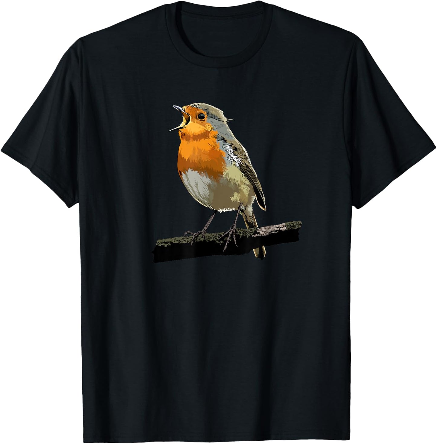 Robin Bird Watching Redbreast Birding Gift T-Shirt - T-Shirt | Black