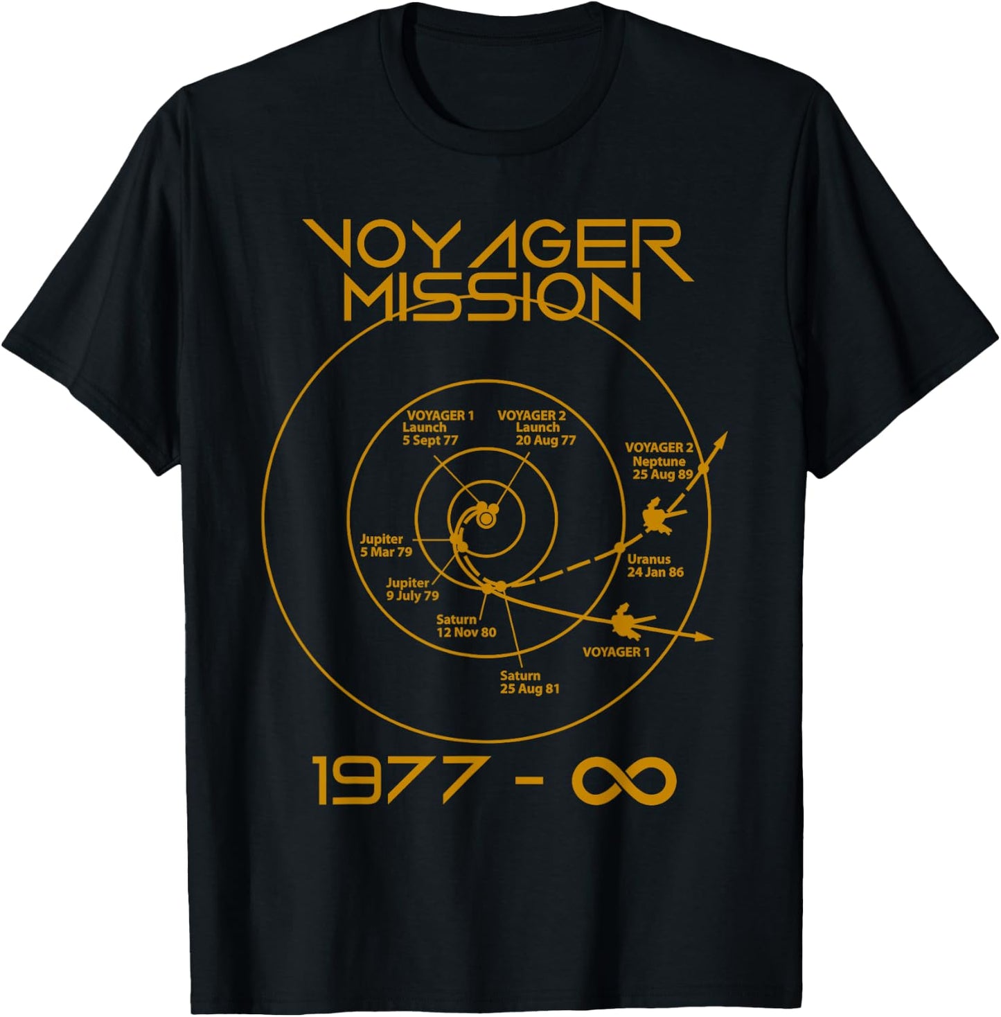 Space Voyager 1 2 Probes Outer Space Exploration Trajectory T-Shirt - T-Shirt | Black