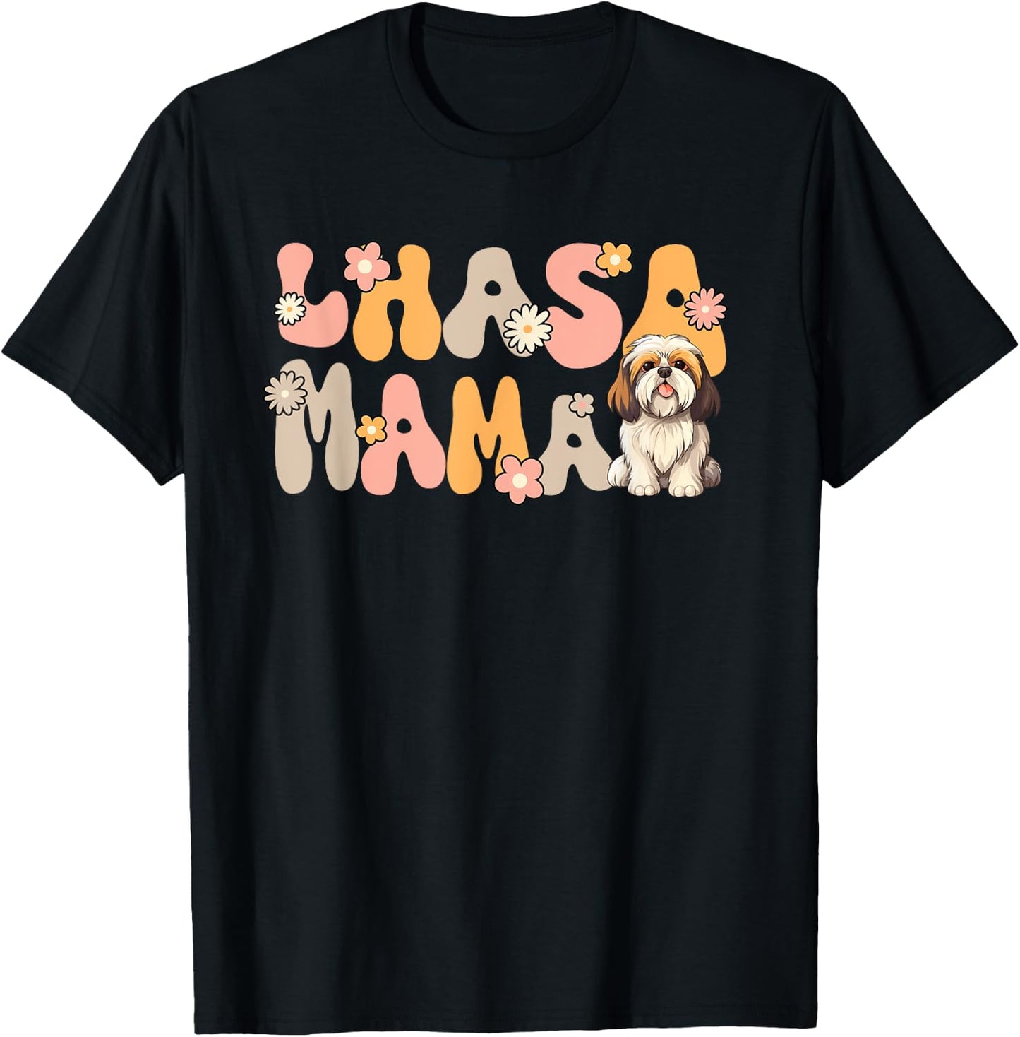 Lhasa Apso Groovy World's Best Lhasa Mama T-Shirt - T-Shirt | Black