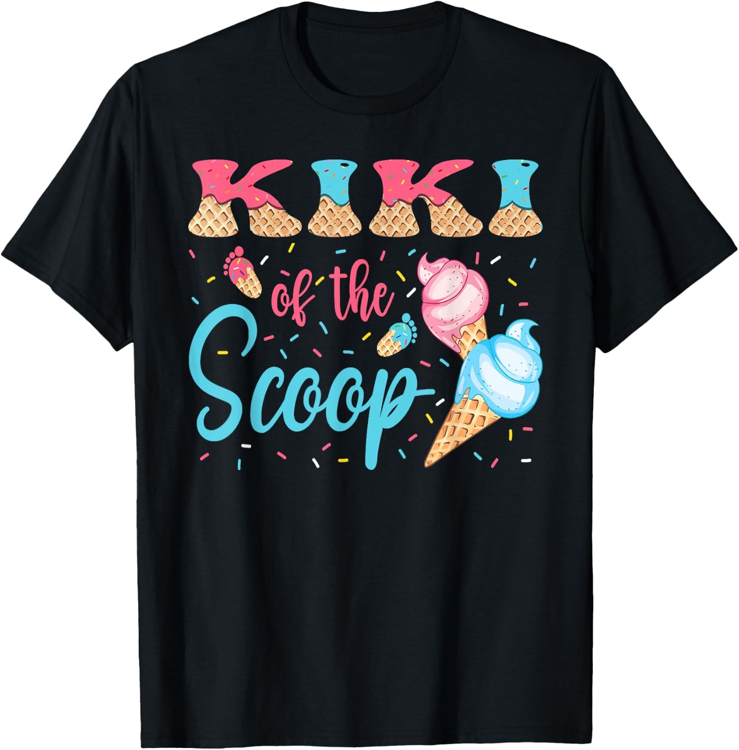 Kiki Of The Scoop Ice Cream Gender Reveal Baby Shower T-Shirt - T-Shirt | Black