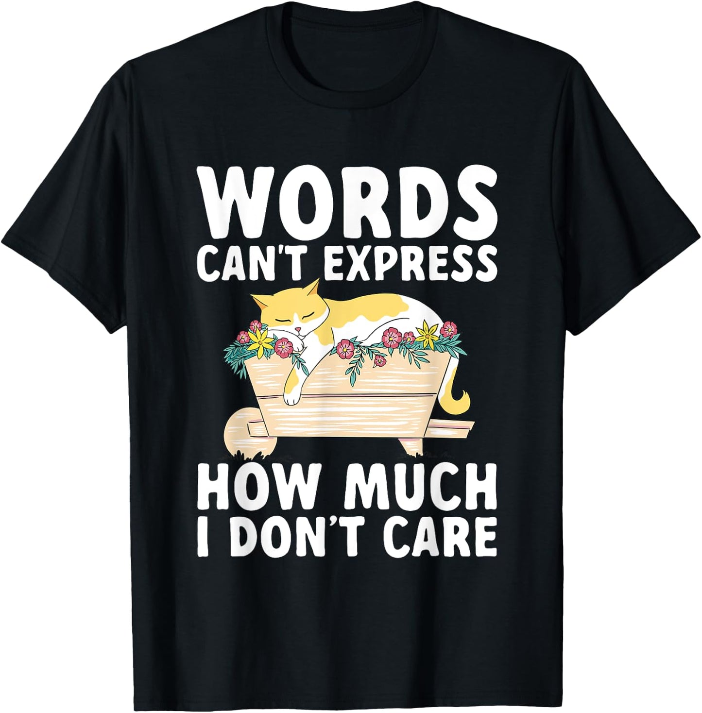 Words Can't Express How Much I Don't Care Sarcastic Cat T-Shirt - T-Shirt | Black