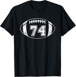 Football Player #74 Football Mom Dad Jersey 74 Varsity Team T-Shirt - T-Shirt | Black